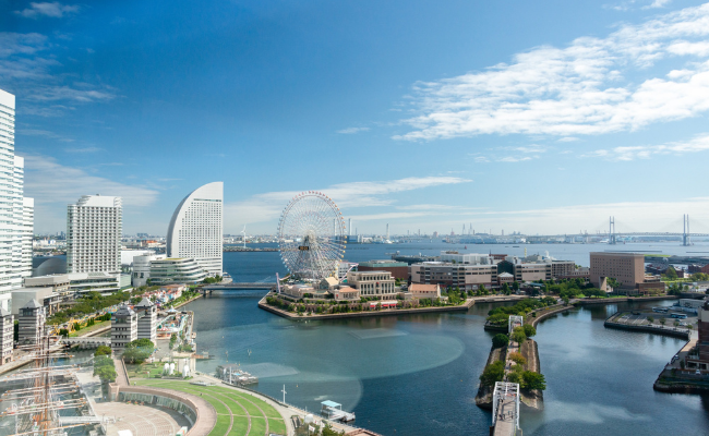 Yokohama waterfront and harbor view